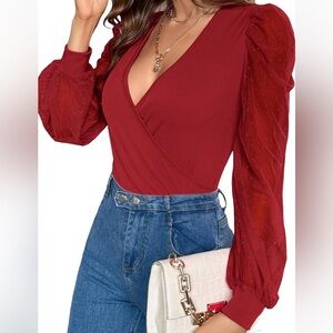 Deep V Neck Cross Wrap Top ❤️